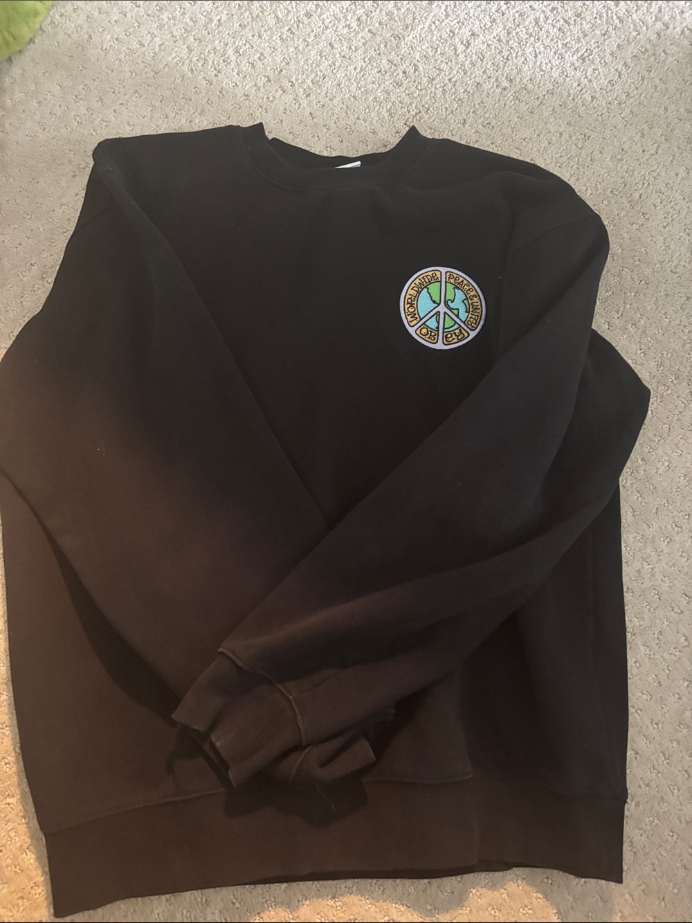 Obey Black Crewneck Sweatshirt with Peace Patch